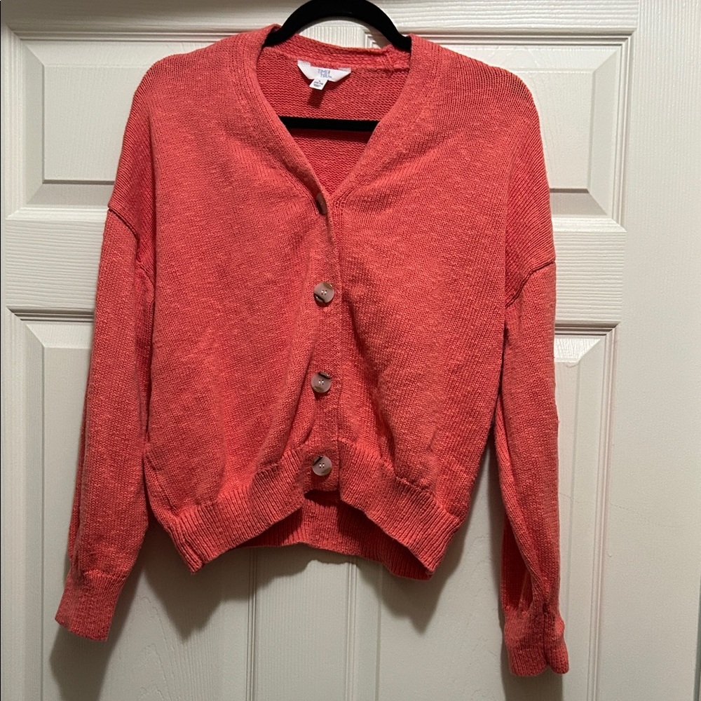 Women's Coral Button-Up Sweater